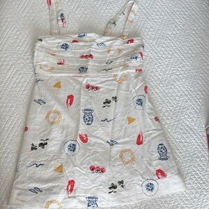 Abercrombie & Fitch White and Blue Smocked Dress